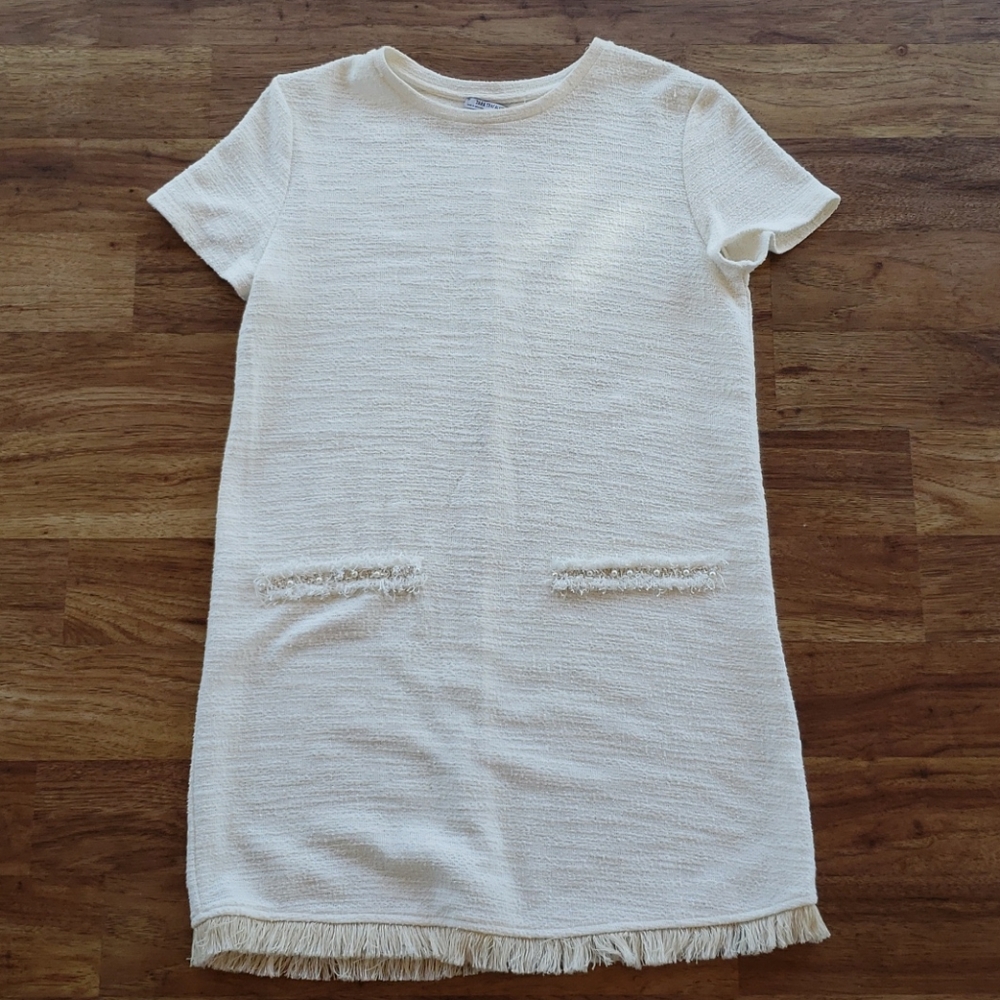 Zara Trafaluc Small Cream Textured Dress